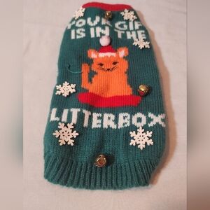 Festive Cat Holiday Sweater with Bells